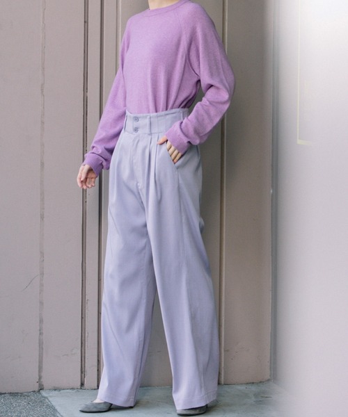 Munich(ミューニック)の「Munich(ミューニック) テンセルトリアセテート タックワイドパンツ/MN221P18(その他パンツ・レディース・パープル・S/XS)」の1枚目の写真