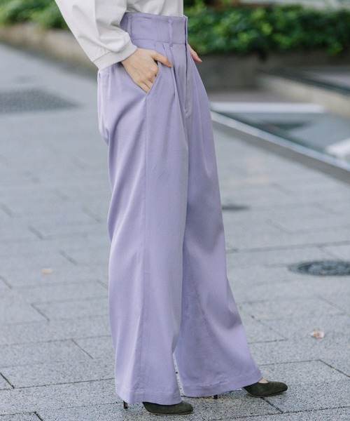 Munich(ミューニック)の「Munich(ミューニック) テンセルトリアセテート タックワイドパンツ/MN221P18(その他パンツ・レディース・パープル・S/XS)」の4枚目の写真