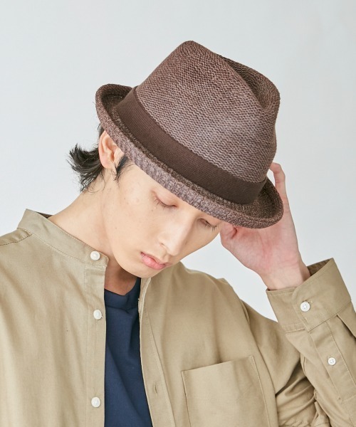 OVERRIDE（オーバーライド）の「OVERRIDE PAPER KNIT FEDORA Ag+（ハット・メンズ・ブラック/グレー/ネイビー/ブラウン/ベージュ・58cm/62cm）」の3枚目の写真