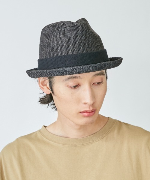 OVERRIDE（オーバーライド）の「OVERRIDE PAPER KNIT FEDORA Ag+（ハット・メンズ・ブラック/グレー/ネイビー/ブラウン/ベージュ・58cm/62cm）」の7枚目の写真