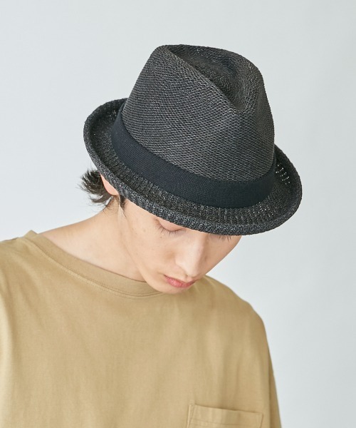 OVERRIDE（オーバーライド）の「OVERRIDE PAPER KNIT FEDORA Ag+（ハット・メンズ・ブラック/グレー/ネイビー/ブラウン/ベージュ・58cm/62cm）」の8枚目の写真