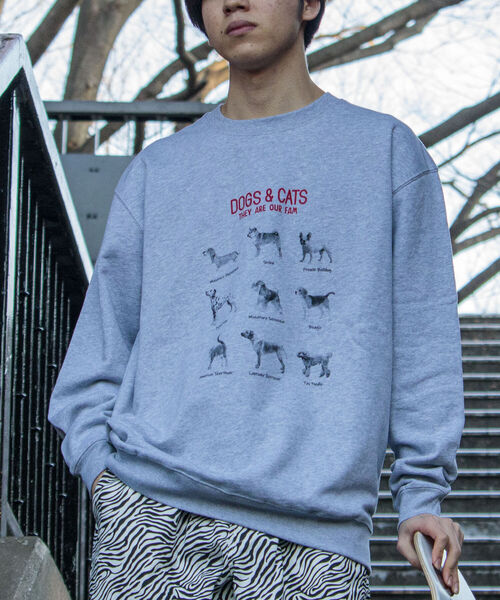 GLOSTER（グロスター）の「《22SS再登場！》【GLOSTER/グロスター】DOG&CAT 犬猫プリント裏毛スウェット（スウェット・メンズ・ホワイト系その他/ホワイト系その他2/グレー系その他/グレー系その他2・MEDIUM/LARGE）」の7枚目の写真