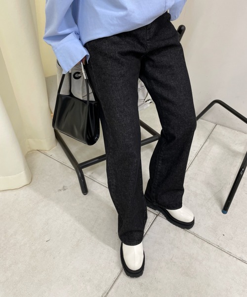 WHO'S WHO gallery（フーズフーギャラリー）の「フラワー刺繍デニム（デニムパンツ・レディース・ブラック/サックスブルー・FREE）」の16枚目の写真