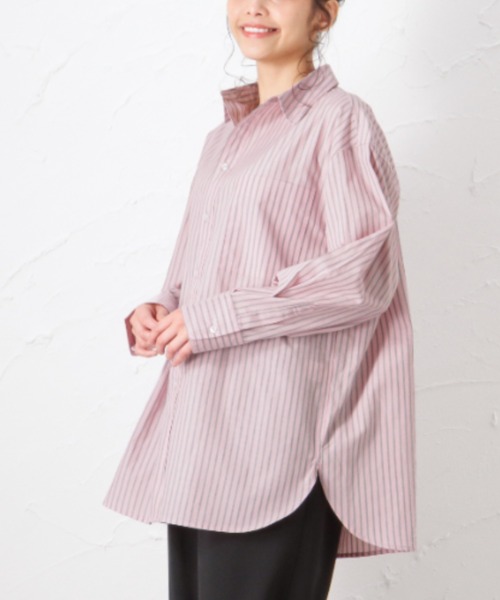 NAVY(ネイビー)の「カラフルストライプシャツ(シャツ/ブラウス・レディース・イエロー/グリーン/ピンク/ブラック/ブルー/ホワイト/オフホワイト・フリー)」の7枚目の写真