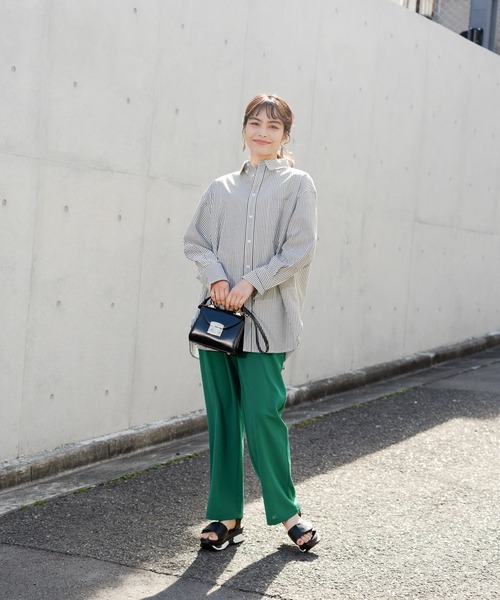 NAVY(ネイビー)の「カラフルストライプシャツ(シャツ/ブラウス・レディース・イエロー/グリーン/ピンク/ブラック/ブルー/ホワイト/オフホワイト・フリー)」の8枚目の写真