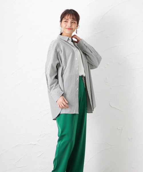 NAVY(ネイビー)の「カラフルストライプシャツ(シャツ/ブラウス・レディース・イエロー/グリーン/ピンク/ブラック/ブルー/ホワイト/オフホワイト・フリー)」の16枚目の写真