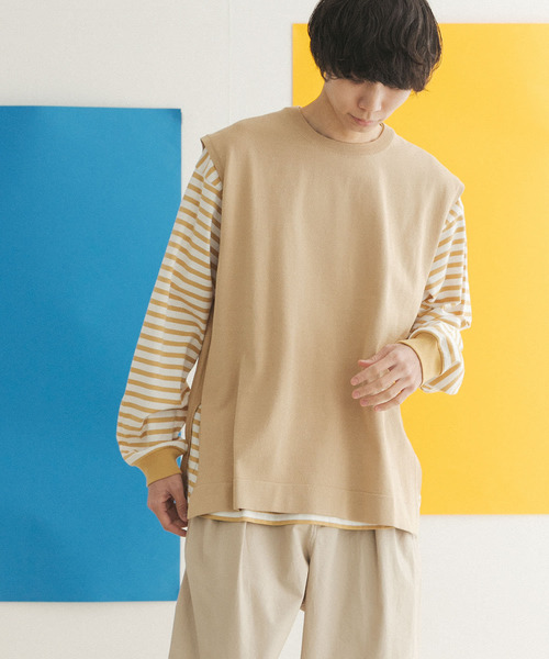 FORK&SPOON(フォークアンドスプーン)の「FORK&SPOON ドライタッチニットベスト(ベスト・メンズ・チャコールグレー/ベージュ/グリーン系その他・4/5)」の9枚目の写真