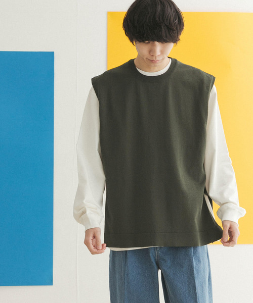 FORK&SPOON(フォークアンドスプーン)の「FORK&SPOON ドライタッチニットベスト(ベスト・メンズ・チャコールグレー/ベージュ/グリーン系その他・4/5)」の5枚目の写真