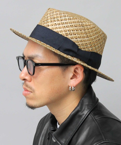 Ruben(ルーベン)の「Ruben / ルーベン / ガマ草 カンカン帽 / ボーダーハット(ハット・メンズ・ブラック・FREE)」の16枚目の写真