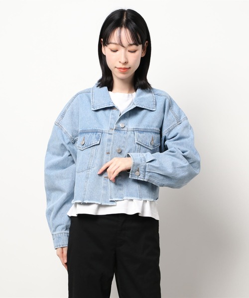 DURAS（デュラス）の「デニムショートジャケット（デニムジャケット・レディース・アイボリー/ライトインディゴブルー・FREE）」の2枚目の写真