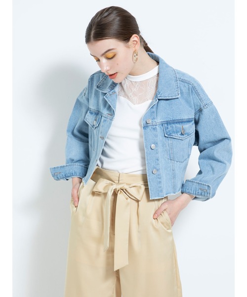 DURAS（デュラス）の「デニムショートジャケット（デニムジャケット・レディース・アイボリー/ライトインディゴブルー・FREE）」の17枚目の写真