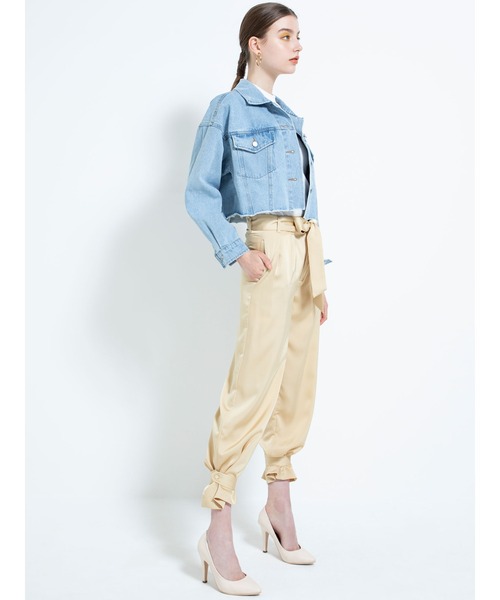 DURAS（デュラス）の「デニムショートジャケット（デニムジャケット・レディース・アイボリー/ライトインディゴブルー・FREE）」の4枚目の写真