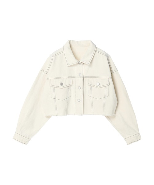 DURAS（デュラス）の「デニムショートジャケット（デニムジャケット・レディース・アイボリー/ライトインディゴブルー・FREE）」の12枚目の写真