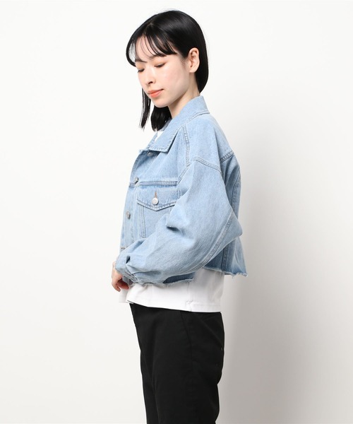 DURAS（デュラス）の「デニムショートジャケット（デニムジャケット・レディース・アイボリー/ライトインディゴブルー・FREE）」の21枚目の写真