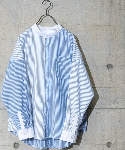 JOHN'S CLOSET（ジョンズクローゼット）の「【i】TCブロードクレイジークレリックバンドカラーシャツ（シャツ/ブラウス・メンズ・ブラック/サックスブルー/グレー/ベージュ・MEDIUM/LARGE/X-LARGE）」の4枚目の写真