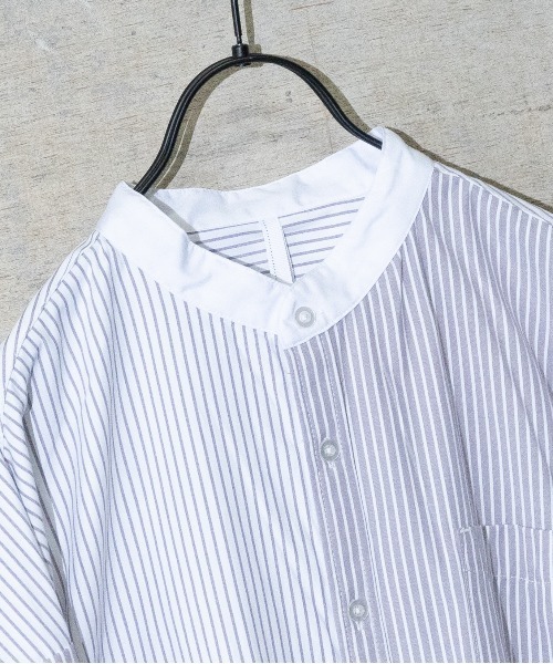 JOHN'S CLOSET（ジョンズクローゼット）の「【i】TCブロードクレイジークレリックバンドカラーシャツ（シャツ/ブラウス・メンズ・ブラック/サックスブルー/グレー/ベージュ・MEDIUM/LARGE/X-LARGE）」の5枚目の写真