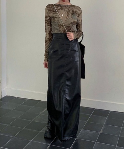 me+em select（ミームセレクト）の「※※ニュアンスマーブルシースルートップス 【韓国製】（Tシャツ/カットソー・レディース・ワイン/ミント/ブラウン/ブラック・FREE）」の20枚目の写真