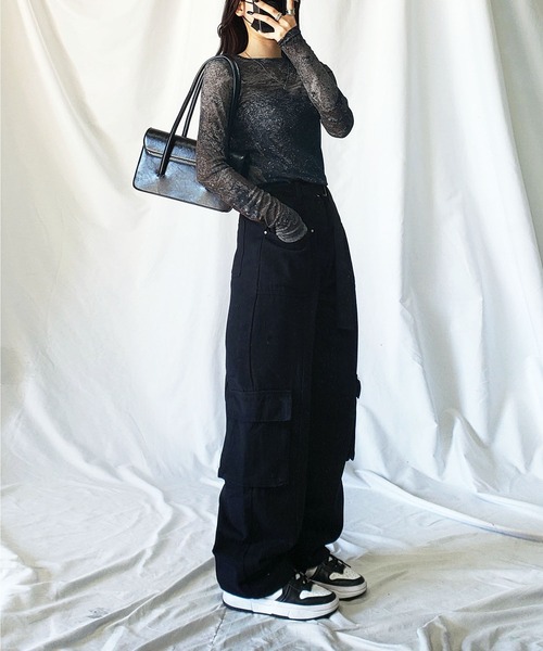 me+em select（ミームセレクト）の「※※ニュアンスマーブルシースルートップス 【韓国製】（Tシャツ/カットソー・レディース・ワイン/ミント/ブラウン/ブラック・FREE）」の6枚目の写真