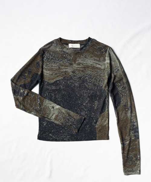 me+em select（ミームセレクト）の「※※ニュアンスマーブルシースルートップス 【韓国製】（Tシャツ/カットソー・レディース・ワイン/ミント/ブラウン/ブラック・FREE）」の5枚目の写真