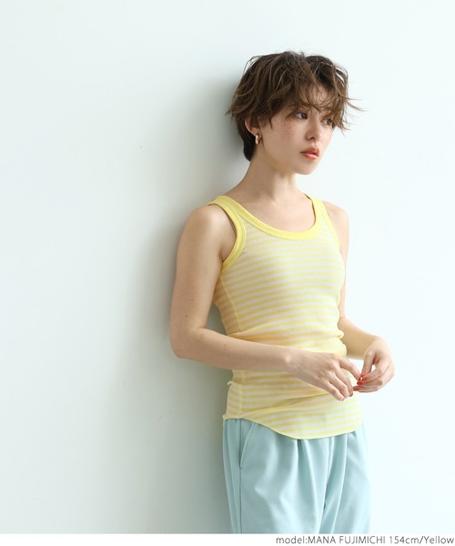 coca(coca)(コカ)の「ボーダータンクトップ(タンクトップ・レディース・イエロー/ブラック・ONE SIZE)」の14枚目の写真