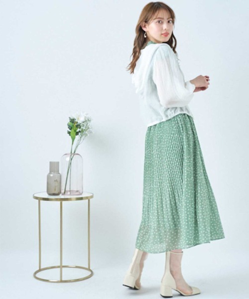 WILLSELECTION（ウィルセレクション）の「【Limited Item】ラッフルケシプリーツワンピース（ワンピース・レディース・ブラック/グリーン・MEDIUM）」の12枚目の写真