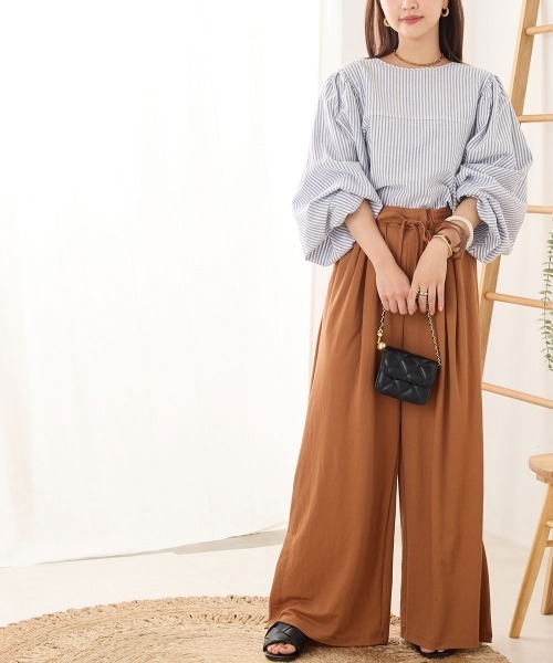 OMNES（オムネス）の「接触冷感レーヨンナイロンタックイージーパンツ（その他パンツ・レディース・ブラック/ベージュ/ブルー/ラベンダー/キャメル・FREE）」の14枚目の写真