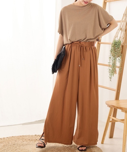 OMNES（オムネス）の「接触冷感レーヨンナイロンタックイージーパンツ（その他パンツ・レディース・ブラック/ベージュ/ブルー/ラベンダー/キャメル・FREE）」の12枚目の写真