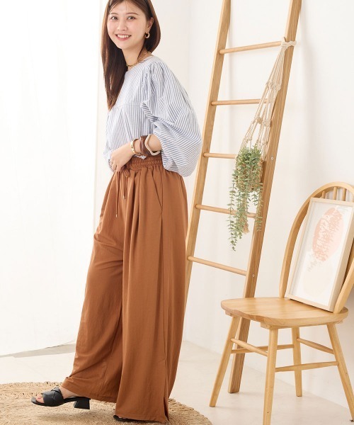 OMNES（オムネス）の「接触冷感レーヨンナイロンタックイージーパンツ（その他パンツ・レディース・ブラック/ベージュ/ブルー/ラベンダー/キャメル・FREE）」の11枚目の写真