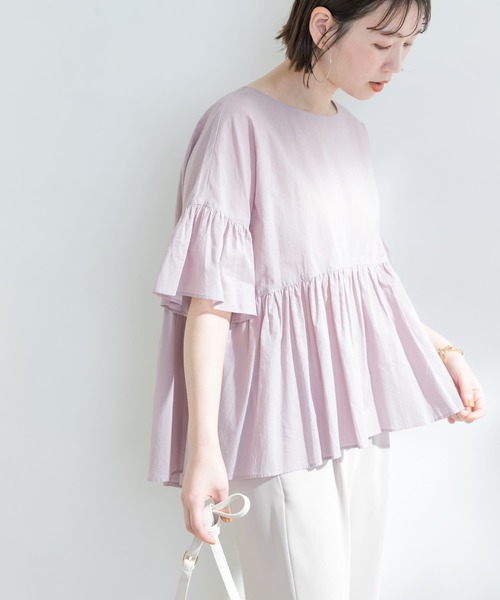 F by ROSSO(エフバイロッソ)の「F by ROSSO コットンボイル切替ギャザーブラウス(シャツ/ブラウス・レディース・ブラック/ラベンダー/ミント/ブラウン・FREE)」の4枚目の写真