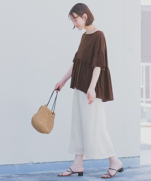 F by ROSSO(エフバイロッソ)の「F by ROSSO コットンボイル切替ギャザーブラウス(シャツ/ブラウス・レディース・ブラック/ラベンダー/ミント/ブラウン・FREE)」の7枚目の写真