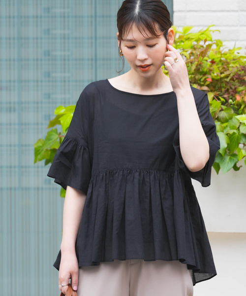 F by ROSSO(エフバイロッソ)の「F by ROSSO コットンボイル切替ギャザーブラウス(シャツ/ブラウス・レディース・ブラック/ラベンダー/ミント/ブラウン・FREE)」の11枚目の写真