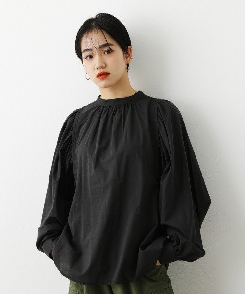 RODEO CROWNS WIDE BOWL（ロデオクラウンズワイドボウル）の「ボリュームスリーブ2WAYシャツ（シャツ/ブラウス・レディース・ホワイト/ブラック/ライトカーキ・FREE）」の4枚目の写真