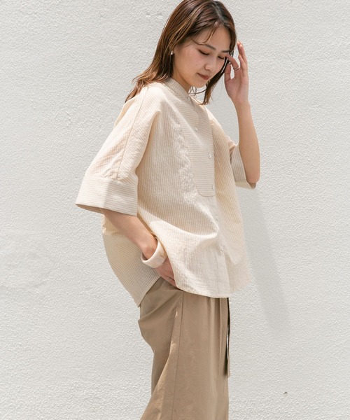 KBF（ケイビーエフ）の「ブザムストライプBIGシャツ（シャツ/ブラウス・レディース・ブラウン系その他/ベージュ系その他/ブルー系その他/ネイビー・ONE）」の21枚目の写真