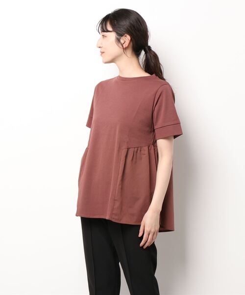 BELLUNA PLUS(ベルーナ)の「ギャザー切替デザイン細見えチュニック(チュニック・レディース・ブラック/ターコイズブルー/アイボリー/ローズ/ダークブルー/ライトベージュ/パープル系その他・MEDIUM/LARGE/X-LARGE)」の18枚目の写真