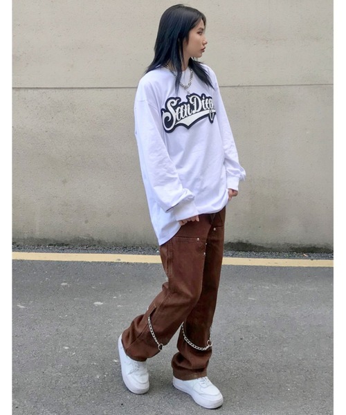 ARULE(アルール)の「A'GEM/9 × .kom『ARULE/アルール』英字ロゴ オーバーフィット ロングスリーブTシャツ 長袖 カットソー(Tシャツ/カットソー・メンズ・ホワイト/ブラック/イエロー・FREE)」の5枚目の写真
