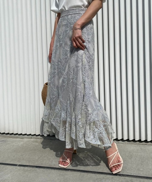 one after another NICE CLAUP（ワンアフターアナザーナイスクラップ）の「女神のシルエット　エスカルゴスカート（スカート・レディース・アイボリー/グレー系その他/パープル系その他/ライトグレー/オフホワイト・FREE）」の4枚目の写真