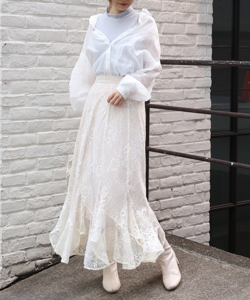 one after another NICE CLAUP（ワンアフターアナザーナイスクラップ）の「女神のシルエット　エスカルゴスカート（スカート・レディース・アイボリー/グレー系その他/パープル系その他/ライトグレー/オフホワイト・FREE）」の10枚目の写真