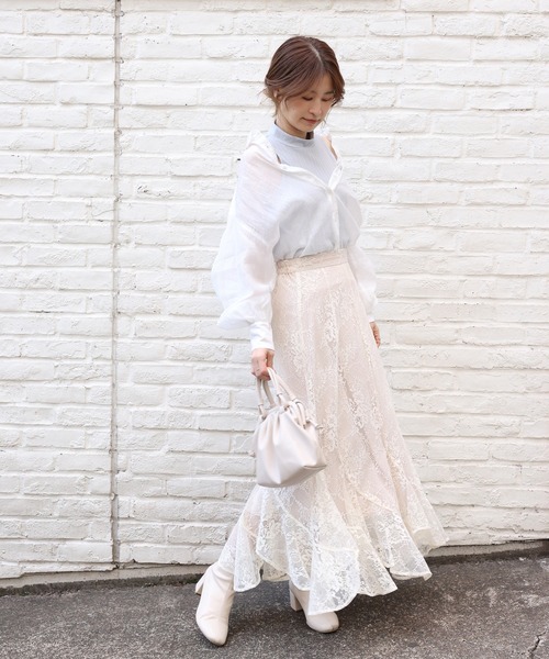 one after another NICE CLAUP（ワンアフターアナザーナイスクラップ）の「女神のシルエット　エスカルゴスカート（スカート・レディース・アイボリー/グレー系その他/パープル系その他/ライトグレー/オフホワイト・FREE）」の6枚目の写真