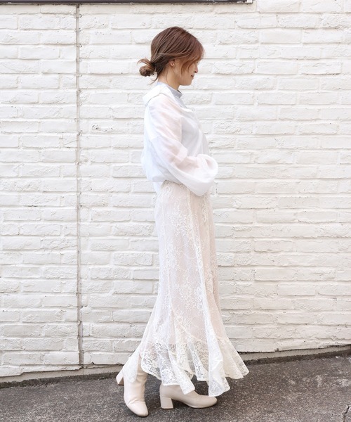 one after another NICE CLAUP（ワンアフターアナザーナイスクラップ）の「女神のシルエット　エスカルゴスカート（スカート・レディース・アイボリー/グレー系その他/パープル系その他/ライトグレー/オフホワイト・FREE）」の12枚目の写真