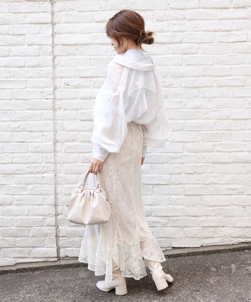 one after another NICE CLAUP（ワンアフターアナザーナイスクラップ）の「女神のシルエット　エスカルゴスカート（スカート・レディース・アイボリー/グレー系その他/パープル系その他/ライトグレー/オフホワイト・FREE）」の9枚目の写真