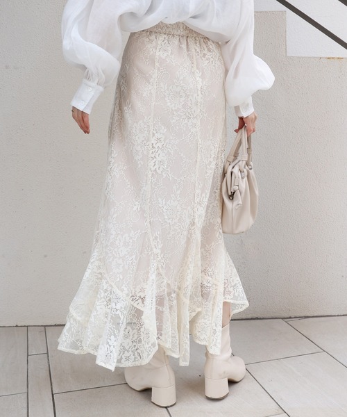 one after another NICE CLAUP（ワンアフターアナザーナイスクラップ）の「女神のシルエット　エスカルゴスカート（スカート・レディース・アイボリー/グレー系その他/パープル系その他/ライトグレー/オフホワイト・FREE）」の15枚目の写真