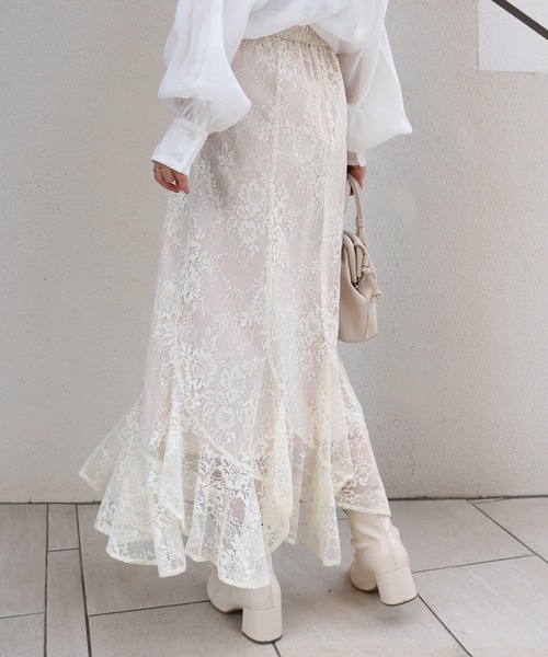 one after another NICE CLAUP（ワンアフターアナザーナイスクラップ）の「女神のシルエット　エスカルゴスカート（スカート・レディース・アイボリー/グレー系その他/パープル系その他/ライトグレー/オフホワイト・FREE）」の11枚目の写真