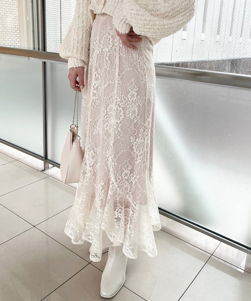 one after another NICE CLAUP（ワンアフターアナザーナイスクラップ）の「女神のシルエット　エスカルゴスカート（スカート・レディース・アイボリー/グレー系その他/パープル系その他/ライトグレー/オフホワイト・FREE）」の17枚目の写真