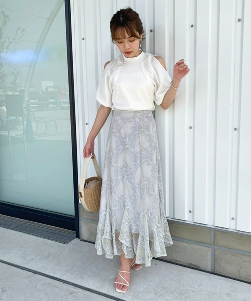 one after another NICE CLAUP（ワンアフターアナザーナイスクラップ）の「女神のシルエット　エスカルゴスカート（スカート・レディース・アイボリー/グレー系その他/パープル系その他/ライトグレー/オフホワイト・FREE）」の18枚目の写真