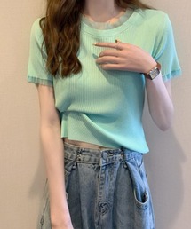 Bifrost（ビフレスト）の「リブ・チュールドッキングトップス（Tシャツ/カットソー）」