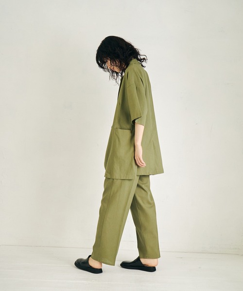 4youstory】リネンライクオーバーサイズハーフスリーブ