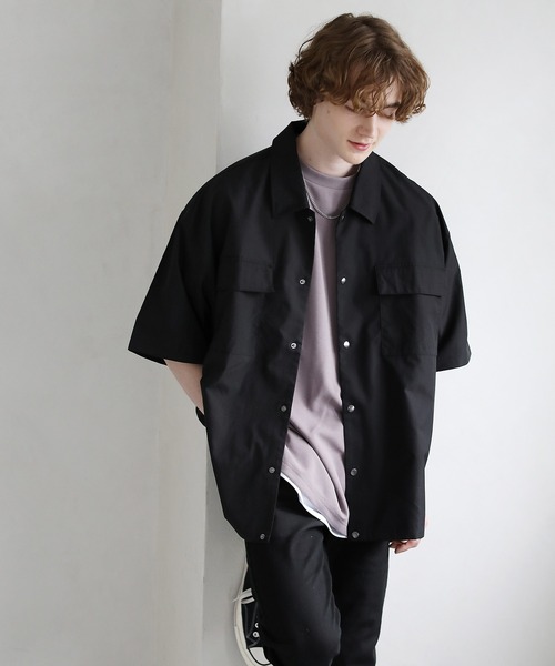 ビッグシルエット半袖 コーチシャツジャケット（シャツ/ブラウス