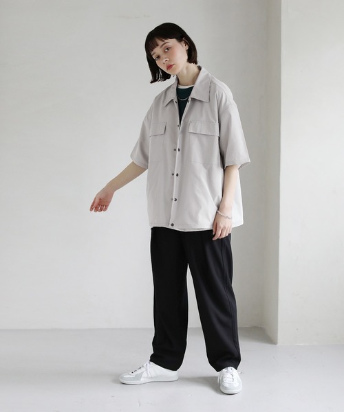 ETELIO（エテリオ）の「ビッグシルエット半袖 コーチシャツジャケット（シャツ/ブラウス・メンズ・ワイン/ライトグレー/ブルー/ブラック・L/M/S）」の6枚目の写真