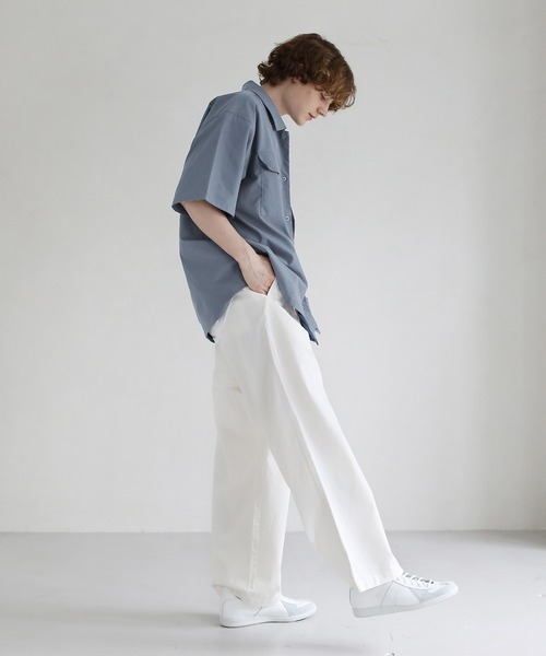 ETELIO（エテリオ）の「ビッグシルエット半袖 コーチシャツジャケット（シャツ/ブラウス・メンズ・ワイン/ライトグレー/ブルー/ブラック・L/M/S）」の13枚目の写真