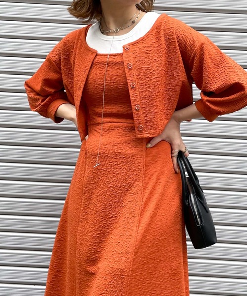 archives（アルシーヴ）の「フクレジャガード２ｗａｙカーディガン（カーディガン/ボレロ・レディース・ブラック/オレンジ/アイボリー/イエロー・MEDIUM）」の4枚目の写真